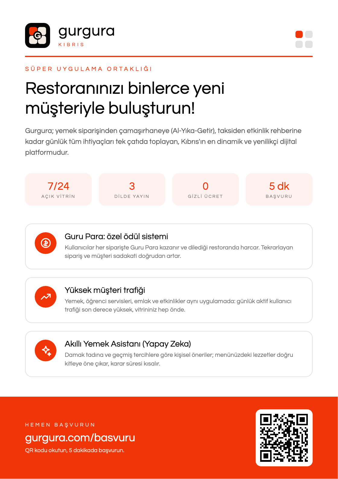Gurgura restoran ortaklığı A5 broşürü